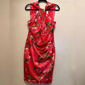 Eliza J Red and Pink Floral Dress